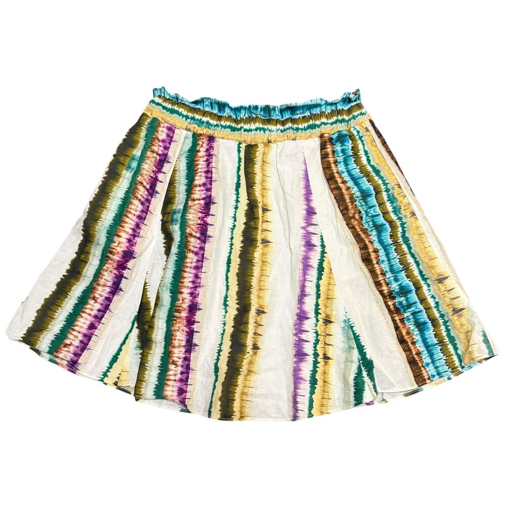 NetWork Tie Dye Mini Skirt Linen Cotton Blend Multicolor Turkish Fashion EU 36